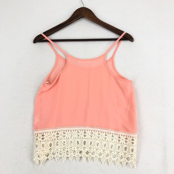 Potter's Pot NWOT Women's Size Small Peach White Lace Trim Sleeveless Camisole - Picture 9 of 10